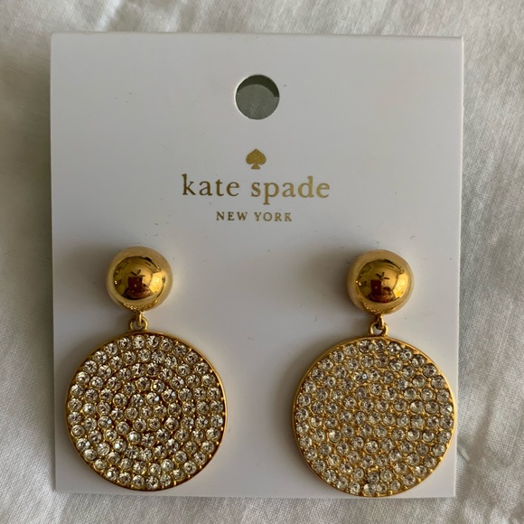 kate spade Jewelry - NWT Kate Spade Drop Earrings, gold w/ BLING!